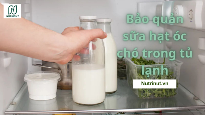 Bảo quản sữa hạt óc chó trong chai thủy tinh và để tủ lạnh